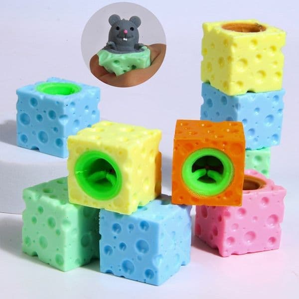 Mini Cute Cheese Rat Squeeze Cup Novelty Games Decompression Anti-stress Cups Toys Mouse Cup Pinching Squeezing For Kids Adult 2732