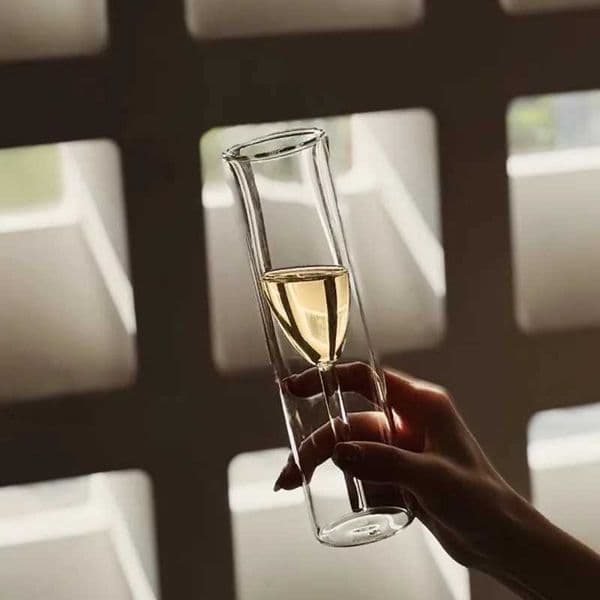 Insulated Double Wall Champagne Glasses Crystal Design Tulip Flute Cups forWedding Party Toast Shatter Resistant Dishwasher Safe J260617