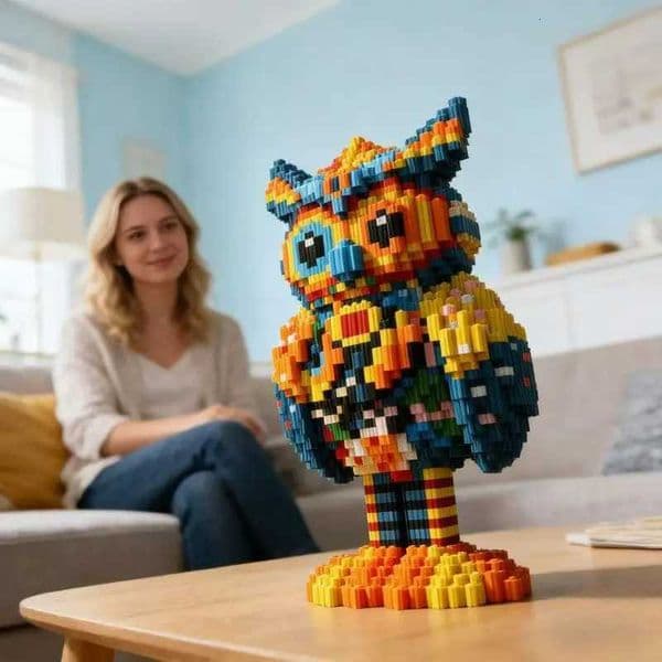 2518 Sets of Colorful Owl Building Blocks Suitable for Use as Creative Decorations on Office Desks or in Rooms J260617
