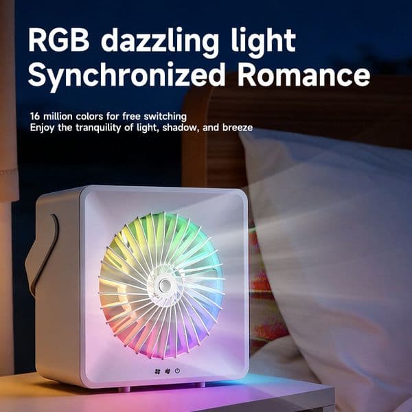 Ambient Light Desktop Fan 5 Speed Dual Power Home Cooler thumbnail 2