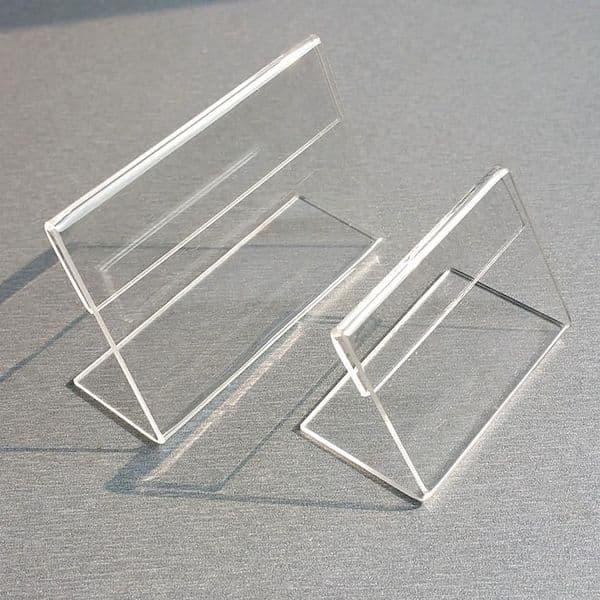 Clear Acrylic L-Shape Table Sign Holder | T1.3mm Plastic Price Tag & Label Display Stand