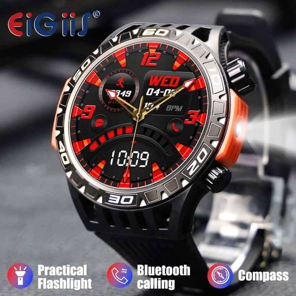 EIGIIS New HT22 Smart Watch 1.46"Men Sport Fitness Tracker Heart Rate Blood Pressure Bluetooth Call IP68 Waterproof With Compass J260617
