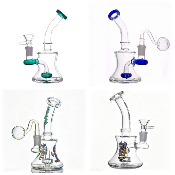 Thick heady Glass oil burner Bongs mini Water tobacco Pipes Bubbler Glass Beaker Hookahs for Smoking with 14mm male banger bowl