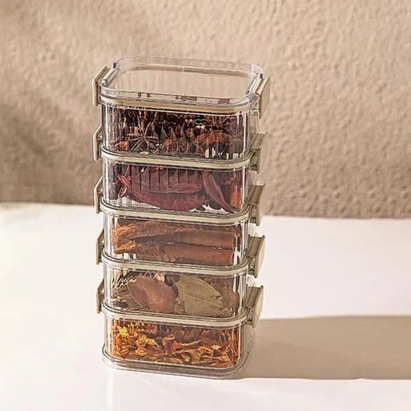 Multi Layer Transparent Kitchen Spice Organizer BPA Free Airtight Seasoning Box For Herbs Spices Chili Pepper Garlic Storage 260616