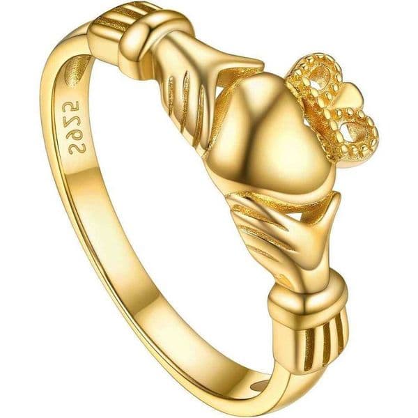 Sier Sterling Claddagh Ring/Celtic Knot Ring for Women Irish Wedding Gold Plated/Gold Plated Size 4-12 Come with Box S260618