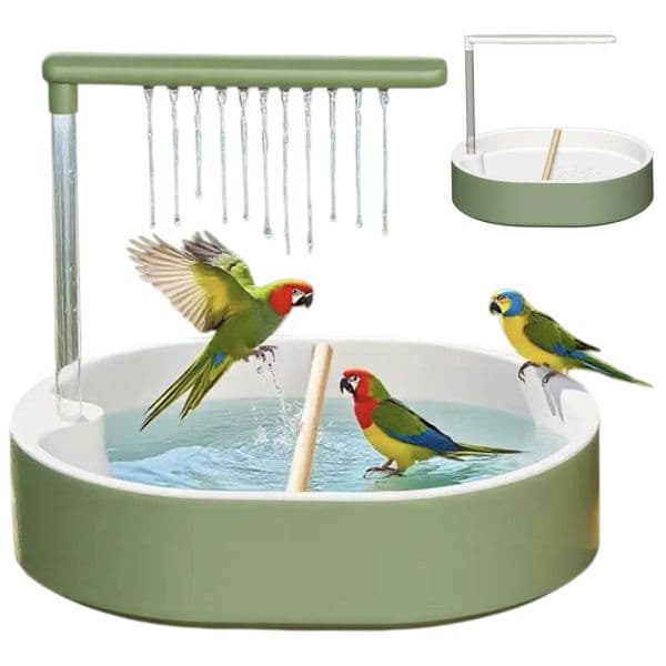 Automatic Parrot Bath Shower with Circulating Shower System Bird Bath Bowl for African Grey Cockatiel Cure Budgie Lovebird
