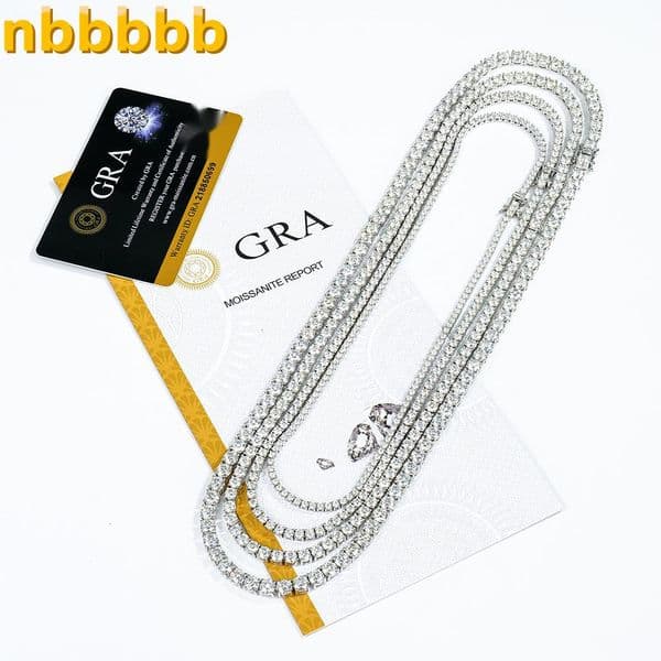 Xingyue Jewelry 2mm-6mm Gra 925 Sterling Silver Ice Out Diamond Mossanite Moissanite Tennis Link Necklace Chain for Men Women
