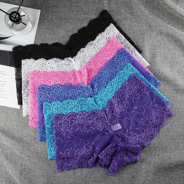 Panties Womens 6 Pieces Ladies Lace Panties Sexy Underwear Women Boyshort Thin Underpants Boxer S Through Femme Plus Size 230414 L26