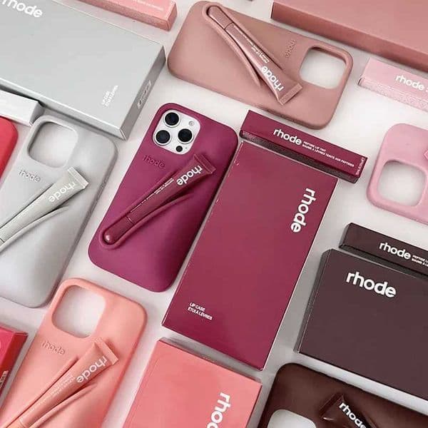 With Box Lipstick Rhod Phone Case for iPhone 16 17 Air 15 14 13 12 11 Pro Max 6 7 8 Plus Makeup Lip Gloss Holder Silicone Cover J260618