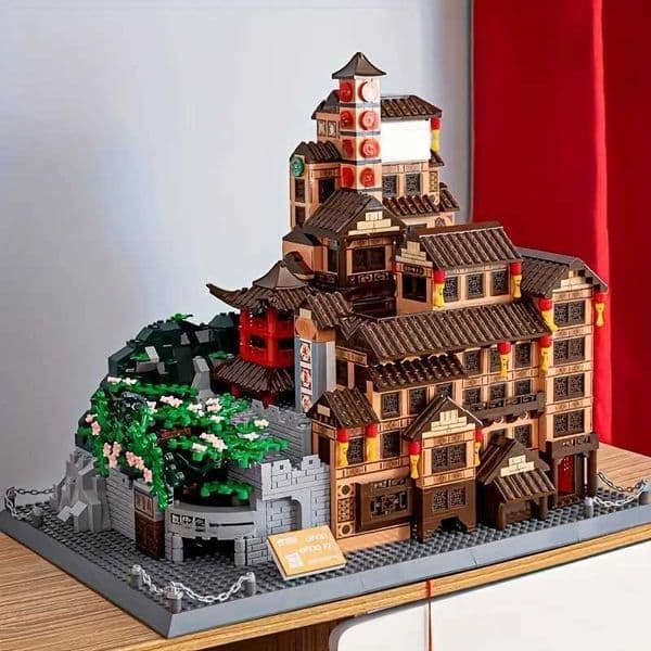 Hongyao Cave Building Block 3687-Piece Set - Mixed Colors Enhances Creativity and Concentration Features Traditional East Asian Architecture C260617