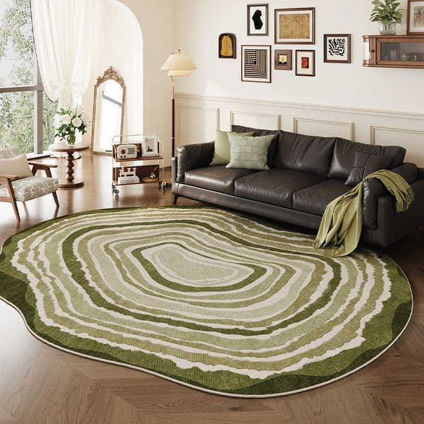 Irregular Bedroom Decor Green Shape Carpet Nordic Style Carpets for Living Room Home Washable Floor Mat Anti-slip Study Soft Rug D260610 S260618