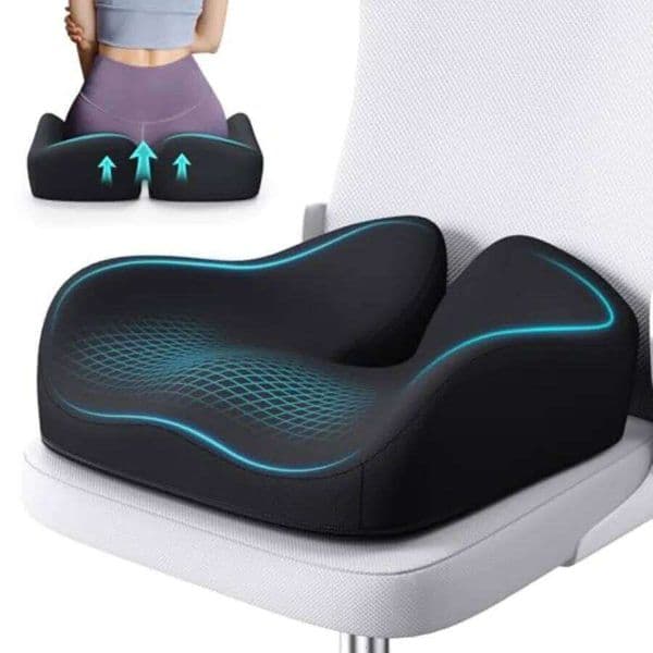 Memory Foam Seat Cushion Chair, Ergonomic Chair Cushions for Tailbone Pain Relief, Sciatica and Back Support, Office W260618