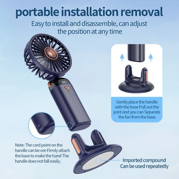 360 Degree Rotary Folding Fan Multiscene Usb Rechargeable Small Fan thumbnail 2