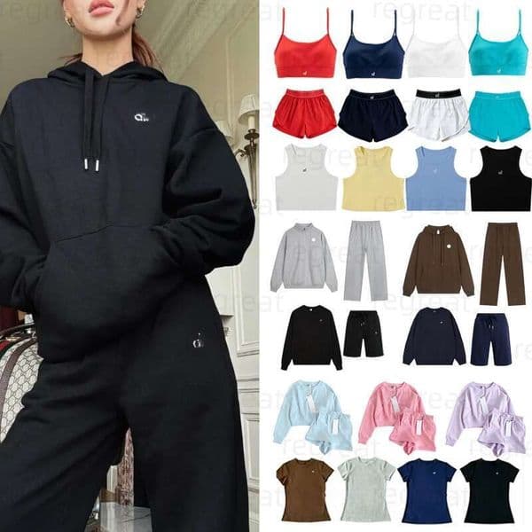 Yoga Gym Set Women Men Shorts Sweatshirt Pullover Jacket Set Casual Fashion Designer 3D Silver Logo Aloism Sets Women Clothes Jogging Men Shorts 0f