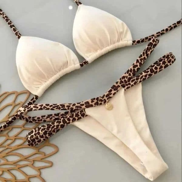 Women Bikini Swimsuit Beach Vacation Swimwear Leopard Printed Sexy Set Beachwear Thong Bathing Suit Biquinis 260128 L26