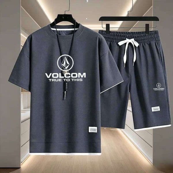 Men's summer breathable short sleeved T-shirt+quick drying two-piece outdoor fashion outfit comfortable men's top shorts