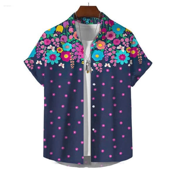 Casual Mens Shirts Short Button Retro Shirt With Prin Summer Hawaiian Clothing Clothes Harajuku Vintage Floral Blouse S260618