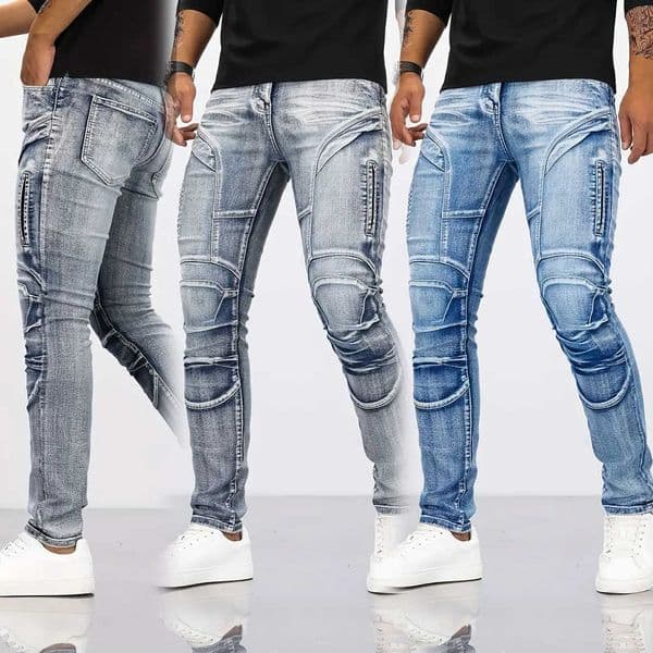2025 Trendy Brand Biker Jeans Best Seller Cross-border Foreign Trade Slim Fit Motorcycle Pants You Smooth Your Silhouette Q260618
