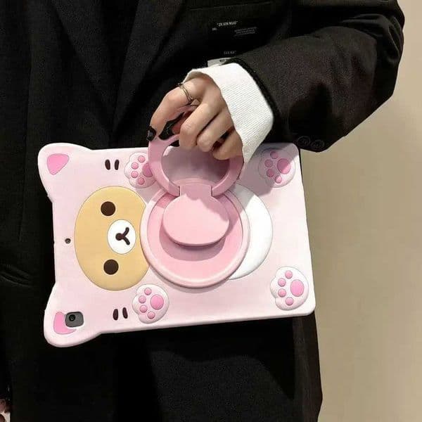 Cartoon Rilakkuma Bear Silicone Child Tablet Case for IPad Air 2 3 4 5 6 109 Pro 11 9 8 7th Generation Tablet Protective Case Z260618