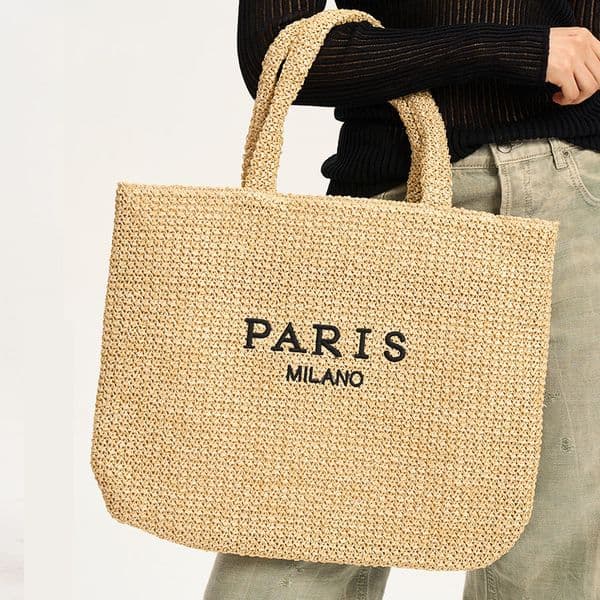 hot Luxury Shoulder Bags Solid color hollowed out Lafite grass tote bag with a relaxed feel lightweight woven bag for wearing Free shipping