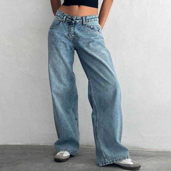 Jeans Womens Y2K Baggy For Women Trendy Low Rise Casual Straight Leg Boyfriend Denim Pants With Pocket Strtwear L26