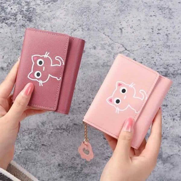 Fashion Cute Cat Women Wallet Short Wallet Leather Small Purse Girls Money Bag Card Holder Ladies Female Hasp Creative WalletT260618