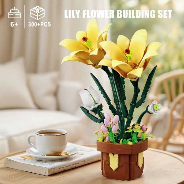 296PCS Lily flower potted plant Building Block Flower Model Puzzle Toys Sets New Year Christmas Birthday Gifts Y2606188UDP