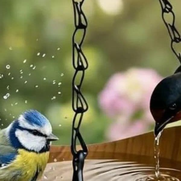 Hanging Bird Bath with Metal Chain & Hook Decorative Birdbath Garden Water Bowl for Park Patio Yard Porch Courtyard Backyard