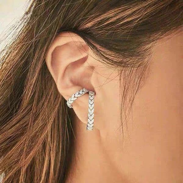 Delicate Crystal Leaf Earcuff Non Piercing Earrings for Women 1pc Silver Color y Earbone Earclip Fashion Jewelry KDE137 260610