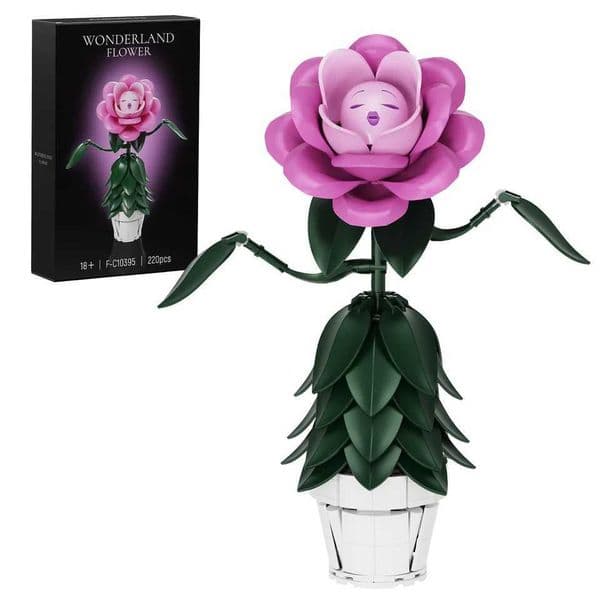 Wonderland Flower Building Blocks Set Mad Hatter Tea Party Plant Bricks Toys Home Decor Christmas Gifts for Women Y260618YDEQ