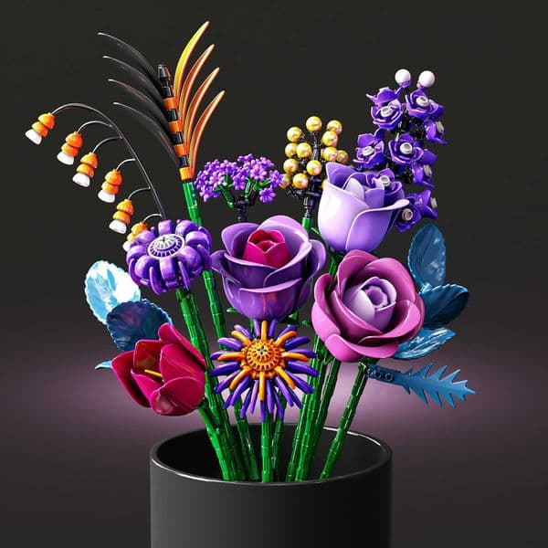 Styles Pretty Flower Building 12 Blocks Rose Valentines Lavender Lily Of The Valley Tulip Bricks DIY Home Ornaments C260617