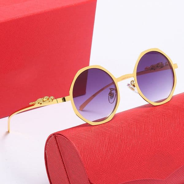 Designer Sunglasses Fashion Trend Polygonal Women New Metal Leopard Head Sunglasses Men Unique Glasses Catier Sunglasses
