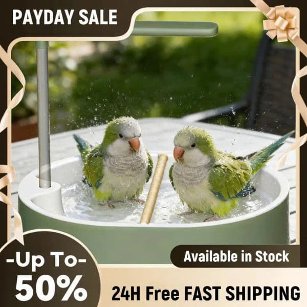 Automatic Parakeet Bird Bath with Circulating Shower System Bird Bath Bowl for Parakeets Lovebirds Cockatiels & Macaws