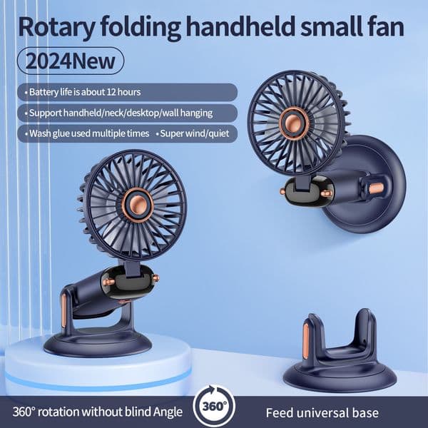 360 Degree Rotary Folding Fan Multiscene Usb Rechargeable Small Fan thumbnail 3