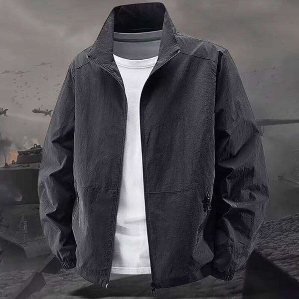 Men's Stand Collar Jacket Spring Breathable Lightweight Anti-Wrinkle Windbreaker Outdoor Sport Casual Quick-Drying Work Jackets J260618