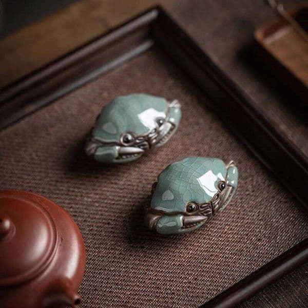 Cracked Glaze Crab Play Handmade Kongfu Decoration Table Ceremony Accessories Tea Pet Furniture For Display 26L0618