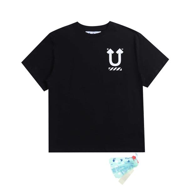 Designer's high-quality clothing Spring and Summer New OW Skull Pattern Arrow Round Neck Pullover Short Sleeve Unisex