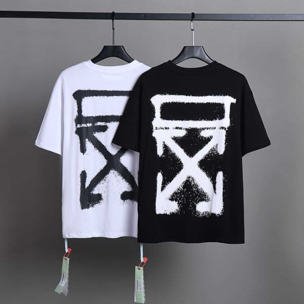 Designer's high-quality clothing SS off-current bamboo leaf graffiti arrow unisex trendy short-sleeve shirt