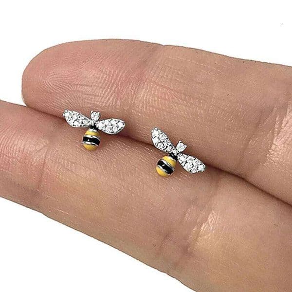 Huitan Funny Honey Ear Stud for Women Dainty Yellow Bee Earrings Exquisite Accessories Gift Fashion Jewelry
