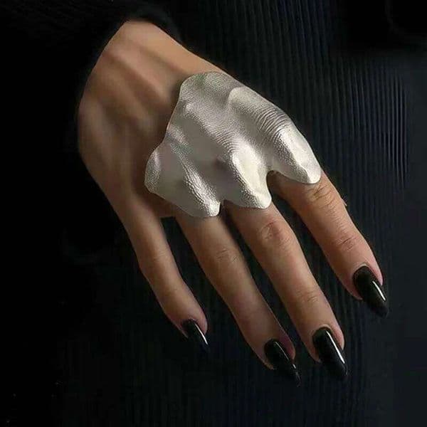 Irregular Rings Unisex Folded Joint Protector Adjustable Right Ring Unique Design Trend Punk Party Music Festival Jewelry Gifts