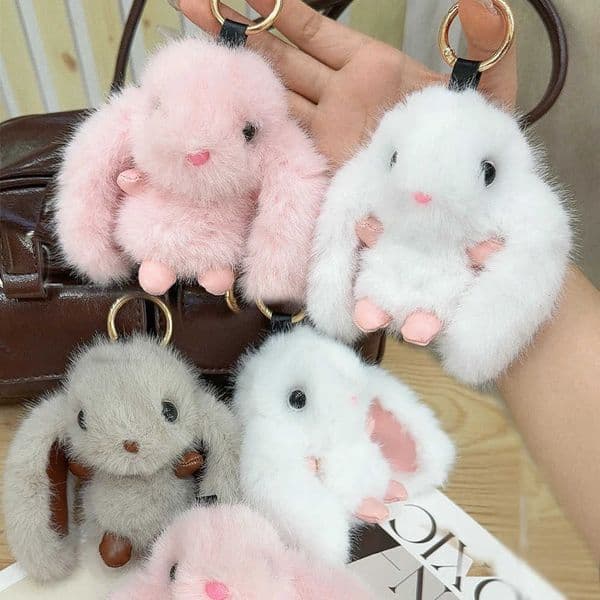 Cute Sable Rabbit Doll Charm Keychain Bunny Plush Doll Bag Car Keychain Jewelry Accessories Decoration S260621
