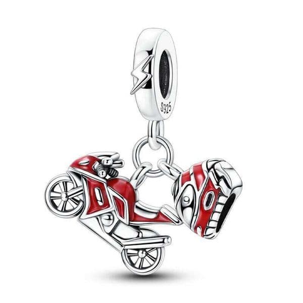Helmet Motorcycle 925 Beads Fits Original Charms Silver Bracelet Necklace DIY Fine Jewelry For Womens Gifts