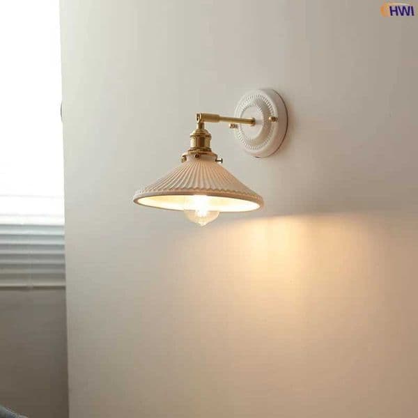 White Ceramic Modern Wall IWHD Lamp Beisde Bedroom Living Room Bathroom Mirror Light Copper Nordic Japanese Style Wall Lamp LED Z250605 S260622