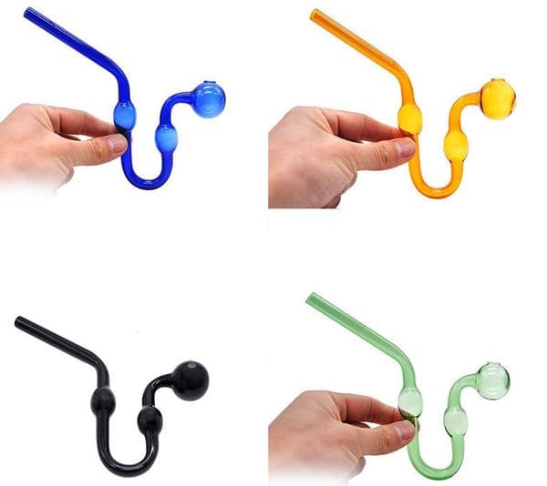 Wholesale Thick heady Snake Lifelike Colorful Glass Oil Burner Pipe Colorful Curved U style Water Pipes Hand Smoking Tube Straw Pipes
