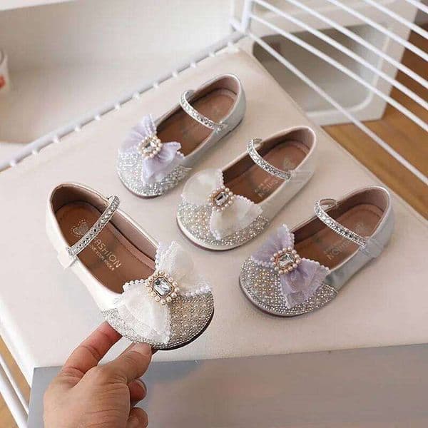 Girls' Princess Sweet Bow Sequins, Fashionable Single Shoes, Children's Soft Soled Anti Slip Temperament Dress Shoes J260622