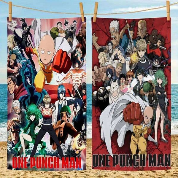 O-One-Punch Man S-Saitama Anime Beach Swimming Towel Soft Absorbent Washcloth Children's Gifts for Kids Travel Camping Gym 26Y0622