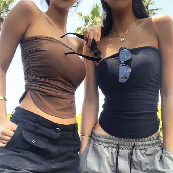 Sexy Strapless Tops Summer Outfits Women Backless Off Shoulder Wrap Tube Tops Female Crop Top L26