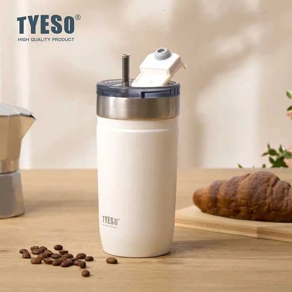 Tyeso Minimst Matte Insulated Thermoses Stainless Steel Portable Tumbler with Straw Leakproof Car Mug for Daily Use J260622