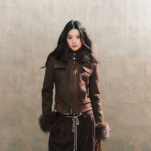 Women Y2k Crop Leather Jacket With Feather Locomotive Patchwork Turn-down Collar Long Slve Female Coat Autumn Slim Lady Tops L26
