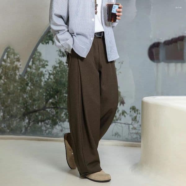 Men's Pants TFETTERS Men Adjustable Hem Pleated Casual Loose Fit Japanese Retro Streetwear Draped Trousers Spring Summer Elastic Waist thumbnail 2